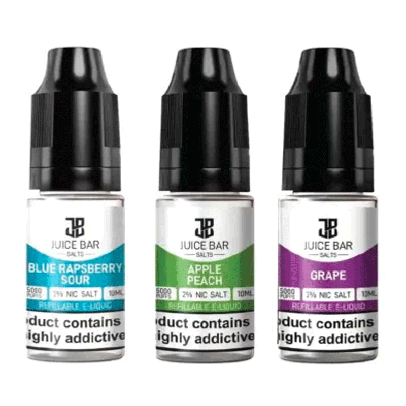 Juice Bar Nic Salts 10ml E liquid | Pack of 10