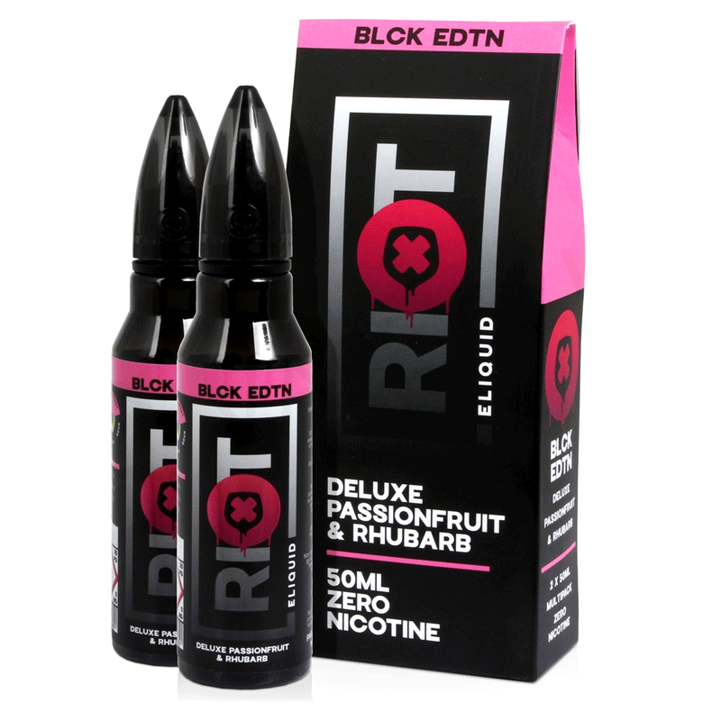 Riot Squad Black Edition Deluxe Passionfruit & Rhubarb E Liquid Shortfill 50ml